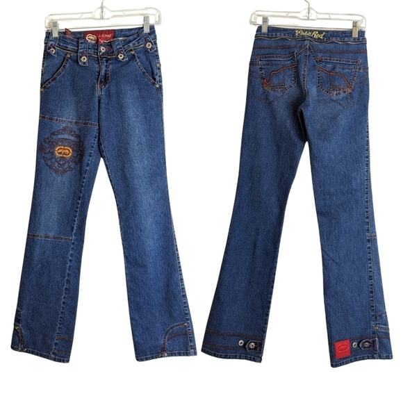 Vintage ECKORED Jeans with Embroidered Patchwork Rhinoceros  Juniors 5 - Picture 1 of 16